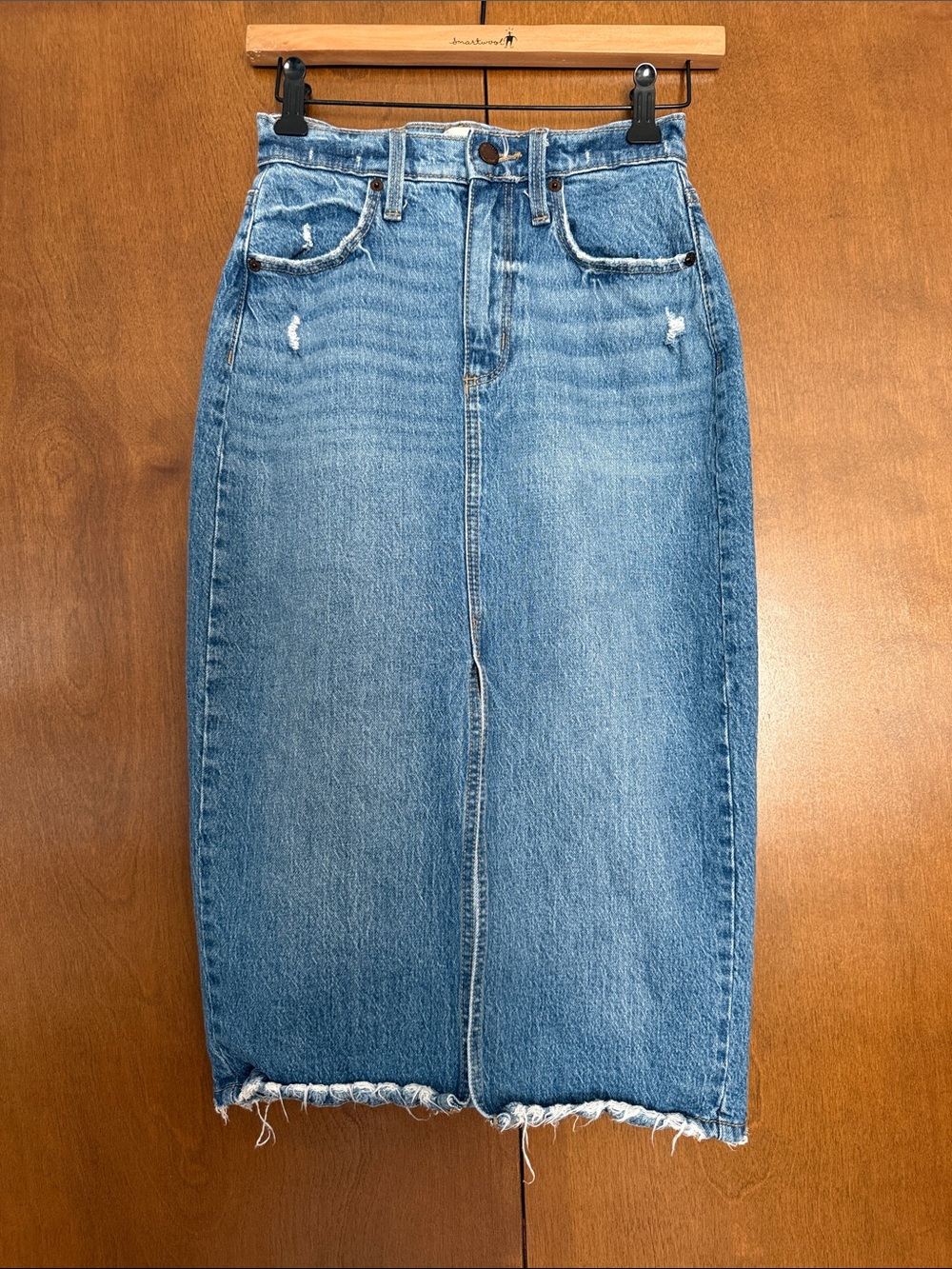 Universal Thread Light Blue Denim Skirt with Raw Edge Detail